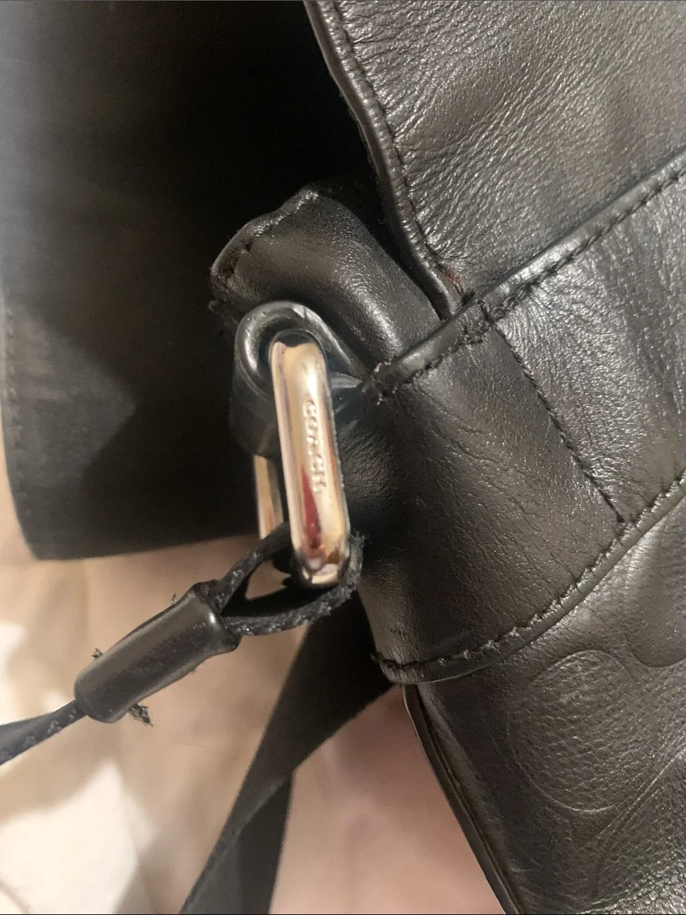 Coach Black Signature Embossed Leather Crossbody Messenger